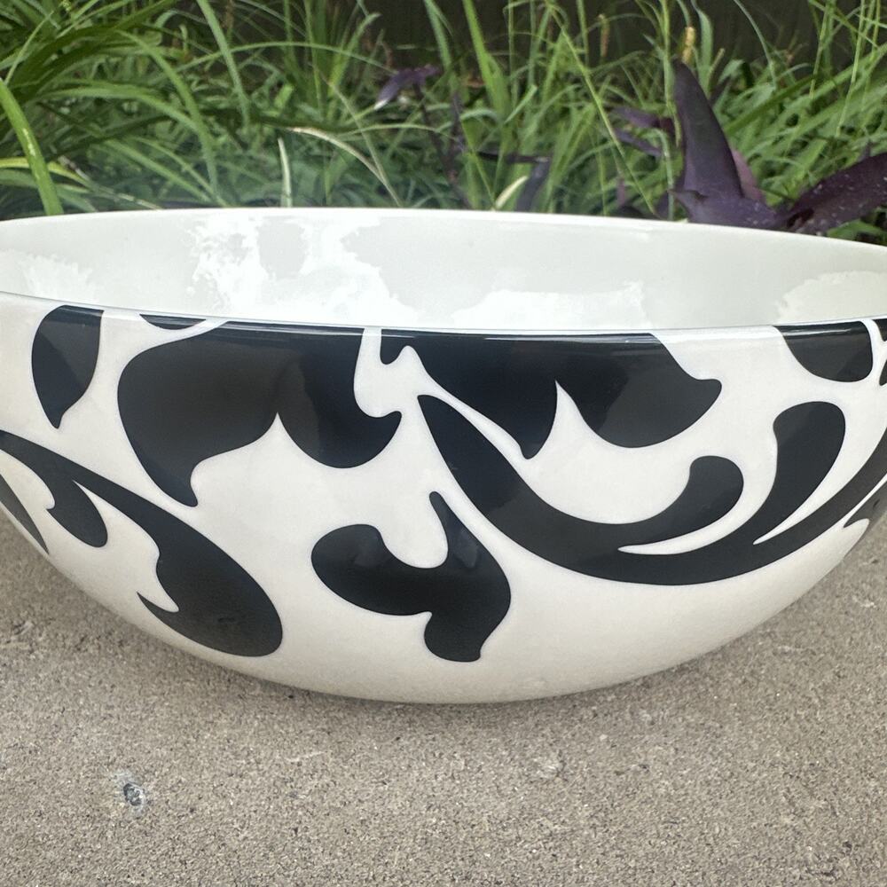 Martha Stewart Lisbon Black and White Large Serving Bowl 9” - Picture 2 of 3